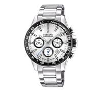 Festina timeless chrono quarz silberfarbenem herren uhr mit schwarzem zifferblatt und edelstahl armband one_size Silber