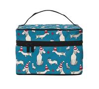 Festive Dackel, lustige Make-up-Tasche, niedliche Kosmetiktasche für Damen, Kulturbeutel, große Reise-Make-up-Organizer-Tasche