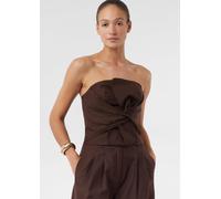 Festives Corsagen-Top mit Smok-Detail | comma x Füsun Lindner braun 32