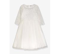 Festkleid DISABEL mit Spitze & Glitzertüllrock Kommunionkleid Mädchen DANAMADE wollweiß Gr. 98/104