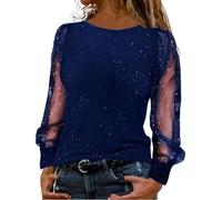 Festliche Blusen Damen Schwarz Elegant Sexy Silvester Outfit Pailletten Oberteil Modern Casual mit Glitzer Glitzer Shirt Glitzer Oberteile Herbst Winter Große Größen Langarm Tunika Festliche Blusen