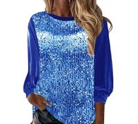 Festliche Blusen Damen, Weiß Elegant Sexy Silvester Outfit Pailletten Oberteil Modern Casual mit Glitzer Party Shirt Oberteile Herbst Winter Große Größen Langarm Tunika Festliche Blusen