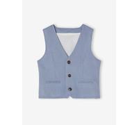 Festliche Jungen Weste aus Baumwoll-Leinen-Mix blau Gr. 98/104 von Vertbaudet