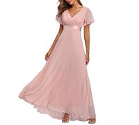 Festliche Kleider Für Damen Hochzeit Damen Trägerloses Chiffon-Abschlussballkleid, A-Linie, Rüschen, Brautjungfernkleider, Formelles Abendkleid, Hochzeitskleider Cocktailkleid Damen Festlich Hochzeit