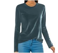 Festliche Oberteile Damen Elegant Samt Langarmshirt Winter Sweatshirt Rundhals Pullover Velvet Samtshirt Tunika Langarm Bluse Pulli Tops Slim Fit Shirt für Party Club Große Größen Silvester Outfit