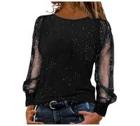 Festliche Oberteile Damen Glitzer Pullover Elegant Silvester Outfit Damenpullover Langarm Elegant Glitzer Oberteil Pailletten Shirt Glitzer Bluse Große Größen Festliche Tunika Glitzeroberteil
