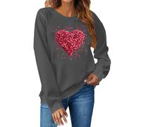 Festliche Oberteile DamenDamen Pullover mit Herzen Valentinstag Oberteile Klassisch Liebe Muster Valentinstag Sweatshirt Langarmshirt Rundhals Pullover Pulli Shirt Cute Herz Print Valentinstag Tops