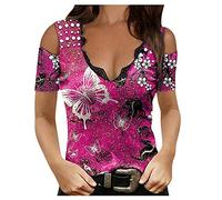 Festliche Tunika Weihnachten T-Shirt Damen Oversized Mode Lose Rundhals Oberteile Vintage Drucken Bluse Streetwear Sport Oberteile Vintage Sweatshirt Teenager Mädchen Tunika Lang Tops M