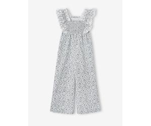 Festlicher Mädchen Jumpsuit mit Blumenprint & Lochstickerei blau Gr. 92/98 von Vertbaudet