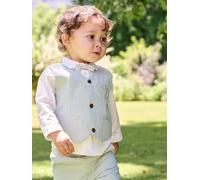 Festliches Jungen Baby-Set: Hemd, Weste & Fliege salbeigrün Gr. 68 von Vertbaudet