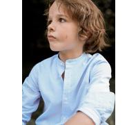 Festliches Jungen Hemd Leinen/Baumwolle CYRILLUS blau/weiß Gr. 140