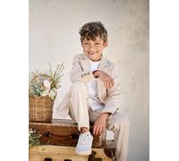 Festliches Jungen-Set: Hemd mit Stehkragen, Sakko & Hose beige Gr. 128 von Vertbaudet