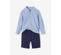 Festliches Jungen-Set: Hemd & Shorts blau Gr. 116 von Vertbaudet