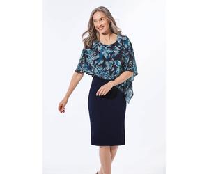 Festliches Kleid mit feinem Chiffonüberwurf blau 22