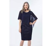 Festliches Kleid mit feinem Chiffonüberwurf blau 44