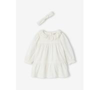 Festliches Mädchen Baby-Set: Kleid & Haarband wollweiß Gr. 92/98 von vertbaudet