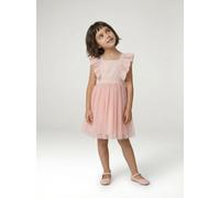 Festliches Mädchen Volantkleid, Musselin & Tüll rosa Gr. 122 von Vertbaudet