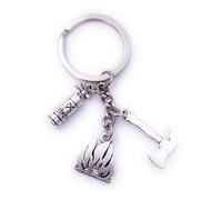Feuerlöscher Axt Feuer Tripple Schlüsselanhänger Keychain Silber Metall