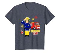 Feuerwehrmann Sam mit Einsatzwagen T-Shirt, Kinder, Blau Meliert, 116