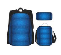 FEYUNYAN 3-teiliges Rucksack-Set, wasserabweisende Schultasche, isolierte Lunchtasche, große Kapazität, Federmäppchen, blau, schöne Schmetterlings-Schultaschen für Reisen, Büro, 3-in-1-Rucksack-Set