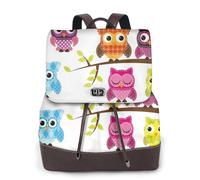 FEYUNYAN Damen-Leder-Rucksack - luxuriöser Laptop-Rucksack aus PU-Leder für Arbeit/Reisen, Diebstahlschutz, 39,6 cm (15,6 Zoll), stilvolle strapazierfähige Schultasche für College-Mädchen, Eulen auf