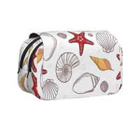 FEYUNYAN Doppelschichtiges Federmäppchen, großes Fassungsvermögen, strapazierfähiges Oxford-Gewebe, Schreibwaren-Organizer für Schulbedarf, Reiseprüfungen, Muschel-Seestern, Aufbewahrungstasche für