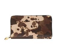 FEYUNYAN Einzigartige Geldbörse für Damen, braunes Rindsleder, Kunstleder, Geldbörsen-Organizer mit Münzfach mit Reißverschluss und Kartenfächern, RFID-blockierend, schmal, faltbare Geldbörse für den