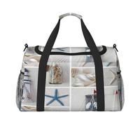 FEYUNYAN Extra große Tragetasche mit verstellbarem Riemen, wasserabweisende Reisetasche mit rutschfesten Griffen, Flasche Muschel Seestern, robuste Umhängetasche für Fitnessstudio, Wochenendausflüge