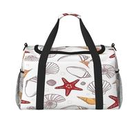 FEYUNYAN Extra große Tragetasche mit verstellbarem Riemen, wasserabweisende Reisetasche mit rutschfesten Griffen, Muschel-Seestern, robuste Köpertasche für Fitnessstudio, Wochenendausflüge und