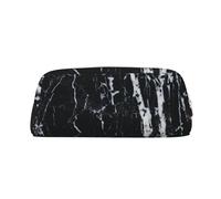 FEYUNYAN Federmäppchen aus Leder, Premium-PVC-Kosmetiktasche, 8 x 5,5 x 20,5 cm, schwarz und weiß, Marmor-Stifttasche, wasserdichte Make-up-Reisetasche mit kratzfester Polsterung für Schule, Büro