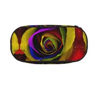 FEYUNYAN Federmäppchen mit großem Fassungsvermögen, ästhetisch, auslaufsicher, aus Segeltuch, mit Reißverschluss, Regenbogenrosen, Federmäppchen für Damen und Herren, leichtes tragbares