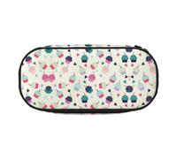 FEYUNYAN Federmäppchen mit großem Fassungsvermögen, ästhetisch, auslaufsicher, Leinen, mit Reißverschluss, Cupcake, Süßigkeiten, Herzen, süßes Federmäppchen für Damen und Herren, leicht, tragbar