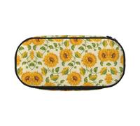 FEYUNYAN Federmäppchen mit großem Fassungsvermögen, ästhetisch, auslaufsicher, Leinen, mit Reißverschluss, schöne gelbe Sonnenblume, Federmäppchen für Damen und Herren, leicht, tragbar