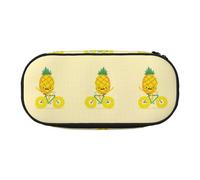 FEYUNYAN Federmäppchen mit großem Fassungsvermögen, ästhetisch, auslaufsicher, Segeltuch, mit Reißverschluss, Ananas-Fahrrad-Federmäppchen für Damen und Herren, leichtes tragbares