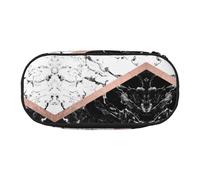 FEYUNYAN Federmäppchen mit großem Fassungsvermögen, ästhetisch, auslaufsicher, Segeltuch, mit Reißverschluss, schwarz-weißes Marmor-Federmäppchen für Damen und Herren, leichtes tragbares