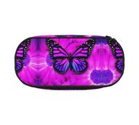 FEYUNYAN Federmäppchen mit großem Fassungsvermögen, ästhetisch, auslaufsicher, Segeltuch, mit Reißverschluss, lila Schmetterlings-Blume, Federmäppchen für Damen und Herren, leichte tragbare