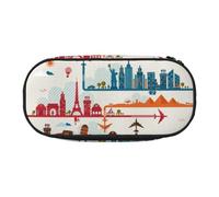 FEYUNYAN Federmäppchen mit großer Kapazität, ästhetisch, auslaufsicher, aus Segeltuch, mit Reißverschluss, Tourismus-Stadt-Federmäppchen für Damen und Herren, leichtes tragbares