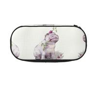 FEYUNYAN Federmäppchen mit großer Kapazität, ästhetisch, auslaufsicher, Segeltuch, Federmäppchen mit Reißverschluss, Hipopotamos Federmäppchen für Damen und Herren, leichtes tragbares