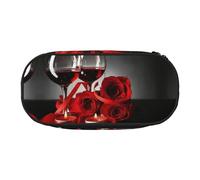 FEYUNYAN Federmäppchen mit großer Kapazität, ästhetisch, auslaufsicher, Segeltuch, Federmäppchen mit Reißverschluss, Rotweinrose, Kerze, Federmäppchen für Damen und Herren, leichte tragbare