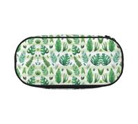 FEYUNYAN Federmäppchen mit großer Kapazität, ästhetisch, auslaufsicher, Segeltuch, Federmäppchen mit Reißverschluss, tropische Baumblätter, Federmäppchen für Damen und Herren, leichte tragbare