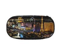 FEYUNYAN Federmäppchen mit großer Kapazität, ästhetisch, auslaufsicher, Segeltuch, mit Reißverschluss, Las Vegas Nachtansicht Federmäppchen für Damen und Herren, leichte tragbare Schreibwarentasche