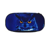 FEYUNYAN Federmäppchen mit großer Kapazität, ästhetisch, auslaufsicher, Segeltuch, mit Reißverschluss, blaue Eule, Federmäppchen für Damen und Herren, leicht, tragbar, Schreibwaren, Federmäppchen für