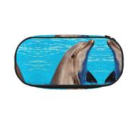 FEYUNYAN Federmäppchen mit großer Kapazität, ästhetisch, auslaufsicher, Segeltuch, mit Reißverschluss, lustiges Delfin-Federmäppchen für Damen und Herren, leichtes tragbares Schreibwaren-Federmäppchen