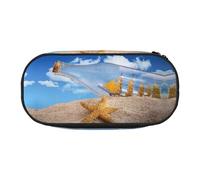 FEYUNYAN Federmäppchen mit großer Kapazität, ästhetisch, auslaufsicher, Segeltuch, mit Reißverschluss, Wunschflasche, Meereslandschaft, Federmäppchen für Damen und Herren, leichte tragbare