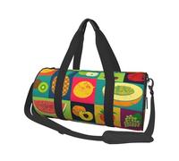FEYUNYAN Große Kapazität, runde Seesack, Kunst-Stil, Obst, geräumige Reisetasche mit verstellbarem Riemen, wasserabweisend, Turnbeutel für Sport, Strand, Wochenendausflüge, Art Style Fruit