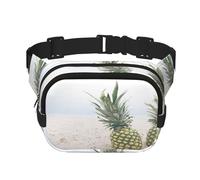 FEYUNYAN Große quadratische Hüfttasche, doppellagig, Crossbody-Bauchtasche, wasserabweisend, Köpertasche mit verstellbarem Gürtel und Anti-Diebstahl-Tasche zum Wandern, Radfahren, Ananas am Strand, 23