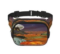 FEYUNYAN Große quadratische Hüfttasche, doppellagig, Crossbody-Bauchtasche, wasserabweisend, Köpertasche mit verstellbarem Gürtel und Anti-Diebstahl-Tasche zum Wandern, Radfahren, Happy Halloween, 23