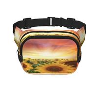 FEYUNYAN Große quadratische Hüfttasche, doppellagig, Crossbody-Bauchtasche, wasserabweisend, Köpertasche mit verstellbarem Gürtel und Anti-Diebstahl-Tasche zum Wandern, Radfahren, Sonnenblumen