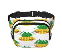 FEYUNYAN Große quadratische Hüfttasche, doppellagig, Crossbody-Bauchtasche, wasserabweisend, Köpertasche mit verstellbarem Gürtel und Diebstahlschutztasche, zum Wandern, Radfahren, Ananas, 23 x 16 cm