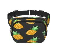 FEYUNYAN Große quadratische Hüfttasche, doppellagig, Crossbody-Bauchtasche, wasserabweisend, Köpertasche mit verstellbarem Gürtel und Diebstahlschutztasche, zum Wandern, Radfahren, Ananas, 23 x 16 cm